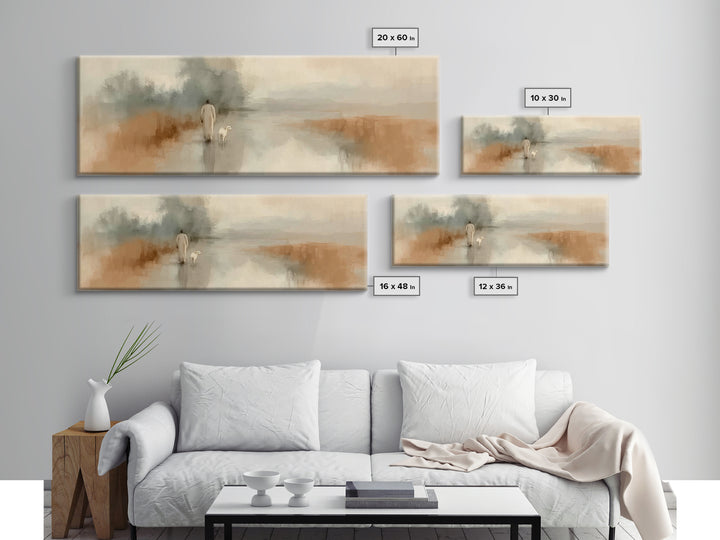 Quiet Journey Home – Framed Canvas Print – Panoramic Art – Christian Wall Art – Jesus Painting – Christian Christmas Art – Christian Decor