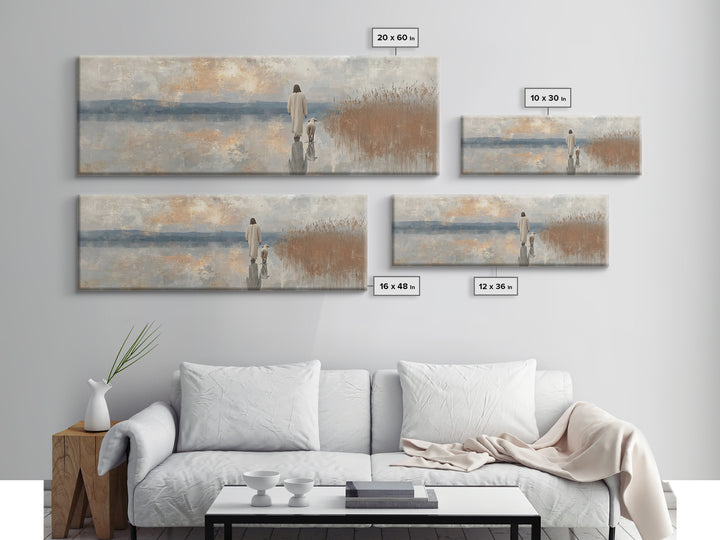 Path Of Stillness – Framed Canvas Print – Panoramic Art – Christian Art Canvas – Jesus Painting – Christian Wall Art – Christian Art Print