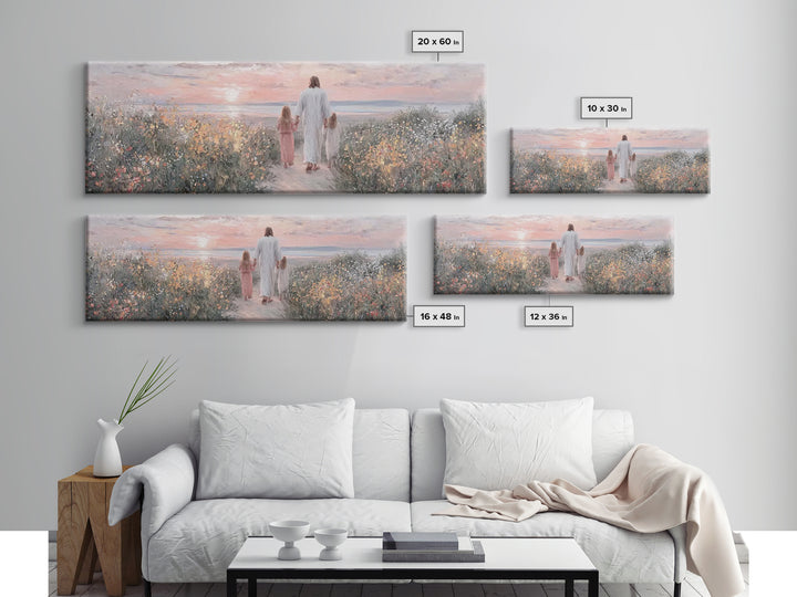 Walk In The Light – Framed Canvas Print – Panoramic Print – Jesus Painting – Christian Art Canvas – Christian Wall Art – Christian Gift Ide