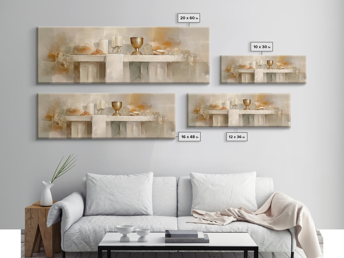 Bread Of Blessing | Framed Canvas Print | Panoramic Wall Art | Christian Art Canvas | Christian Wall Art | Christmas Art | Christian Decor