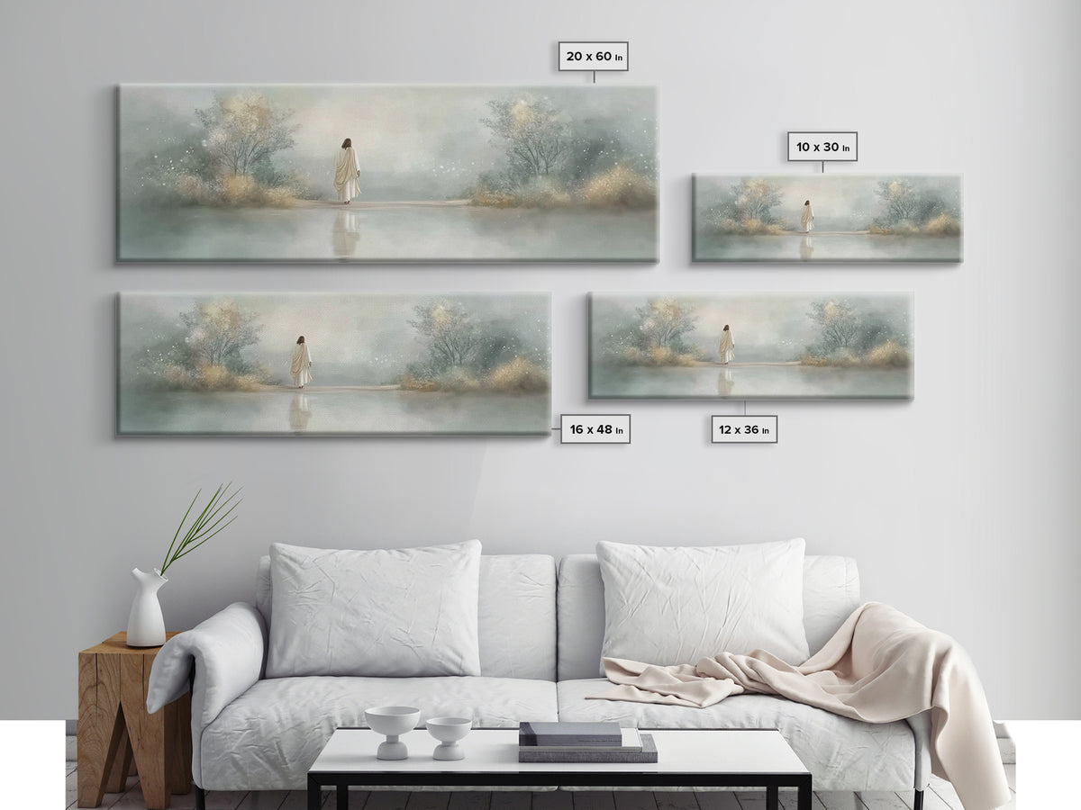 Sacred Horizon, Framed Canvas Print, Panoramic Wall Art, Christian Painting, Jesus Art Print, Christian Decor, Christian Gift Ideas