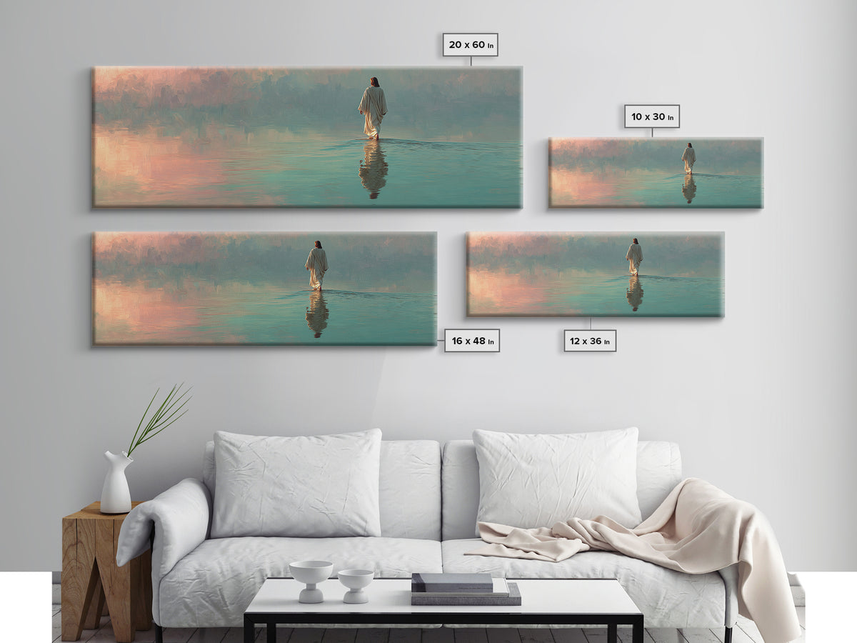 Waves Of Mercy – Framed Canvas Print – Panoramic Art – Christian Wall Art – Jesus Painting – Christian Art Canvas – Christian Decor