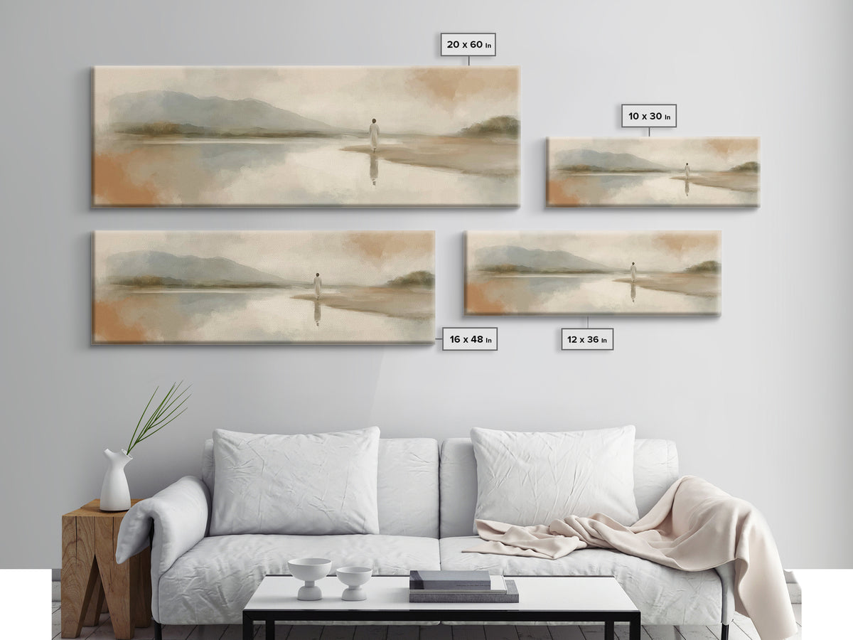 Hillside Promise, Framed Canvas Print, Panoramic Wall Art, Christian Art Canvas, Jesus Painting, Christian Decorations, Christian Gift