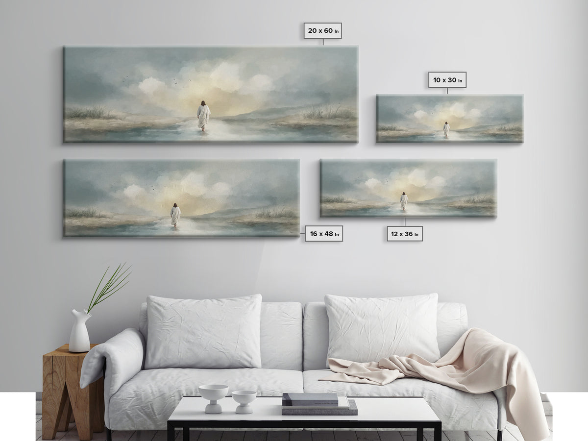 Evening Refuge – Framed Canvas Print – Panoramic Painting – Christian Art Print – Jesus Canvas Art – Christian Gift – Christmas Wall Art