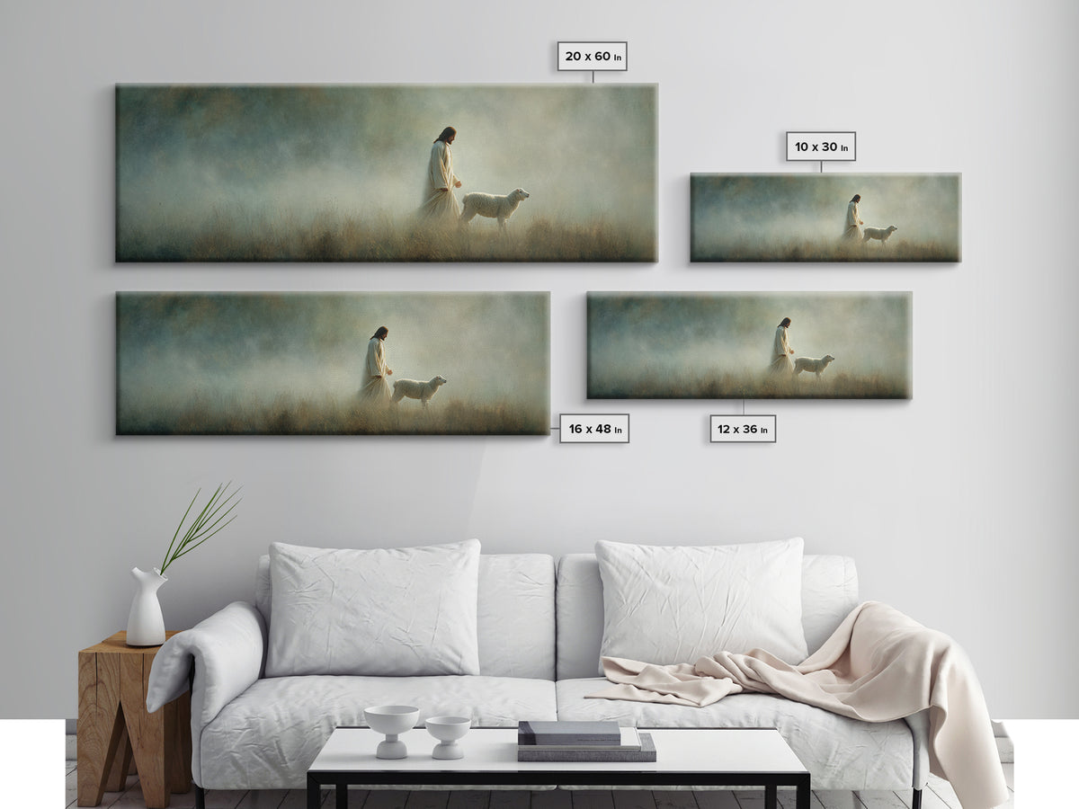 Shepherd’s Path | Framed Canvas Print | Panoramic Art | Christian Decoration | Jesus Canvas Art | Christian Wall Art | Christian Art