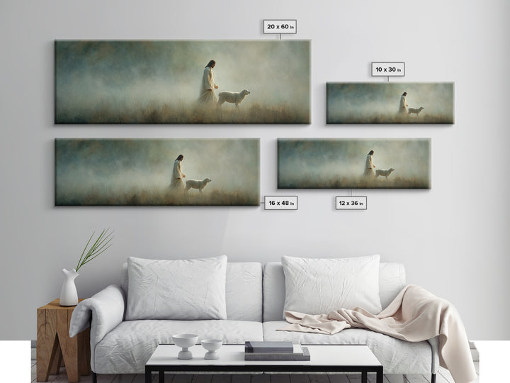 Shepherd’s Path | Framed Canvas Print | Panoramic Art | Christian Decoration | Jesus Canvas Art | Christian Wall Art | Christian Art