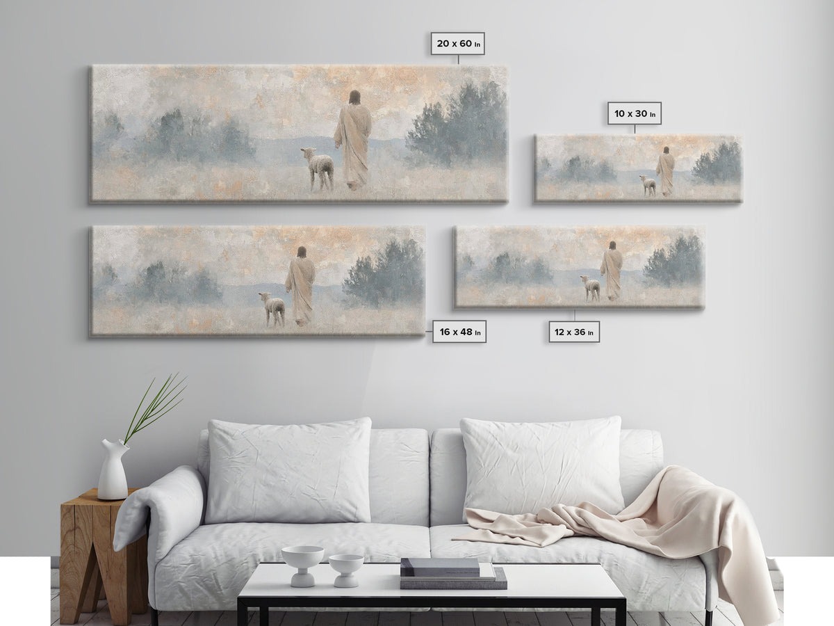 Heavenly Calm | Framed Canvas Print | Panoramic Wall Art | Christian Art Print | Jesus Canvas Art | Christian Christmas Art | Modern Christ
