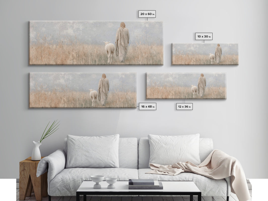 Fields Of Mercy | Framed Canvas Print | Panoramic Art | Christian Art Canvas | Large Jesus Painting | Christmas Wall Art | Christian Decor