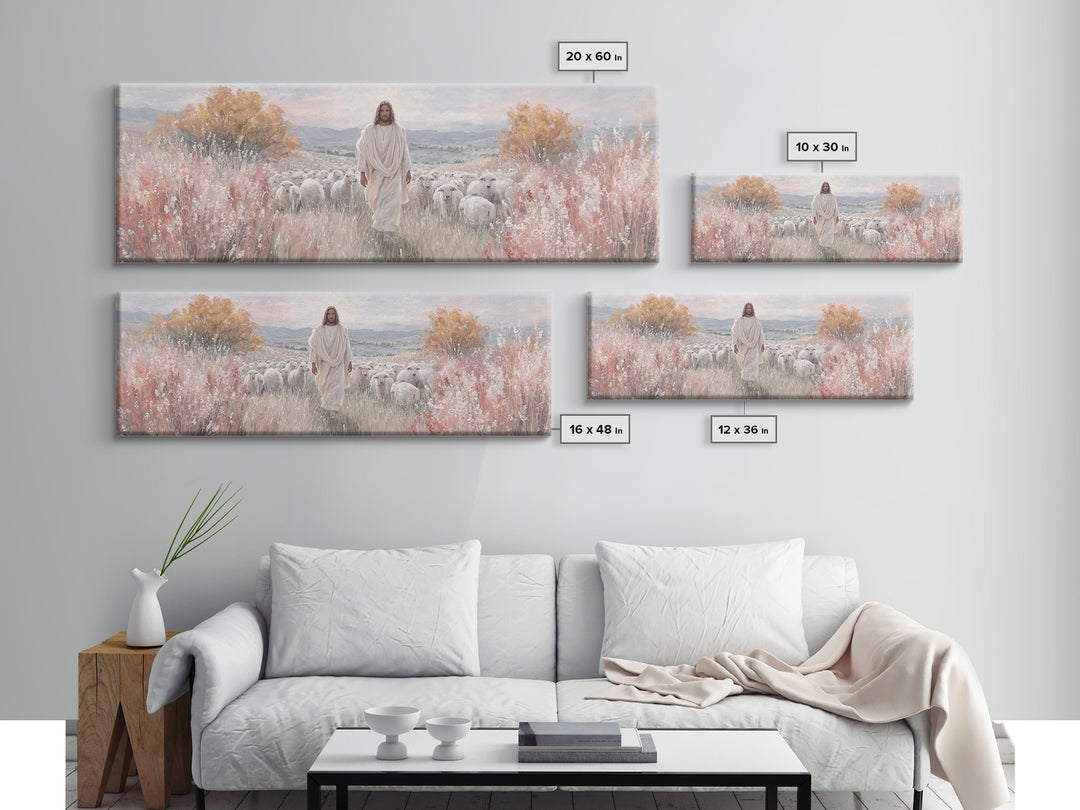 Radiant Shepherd Promise – Framed Canvas Print – Panoramic Art – Christian Wall Art – Jesus Art Print – Christian Canvas Art – Christmas Ar