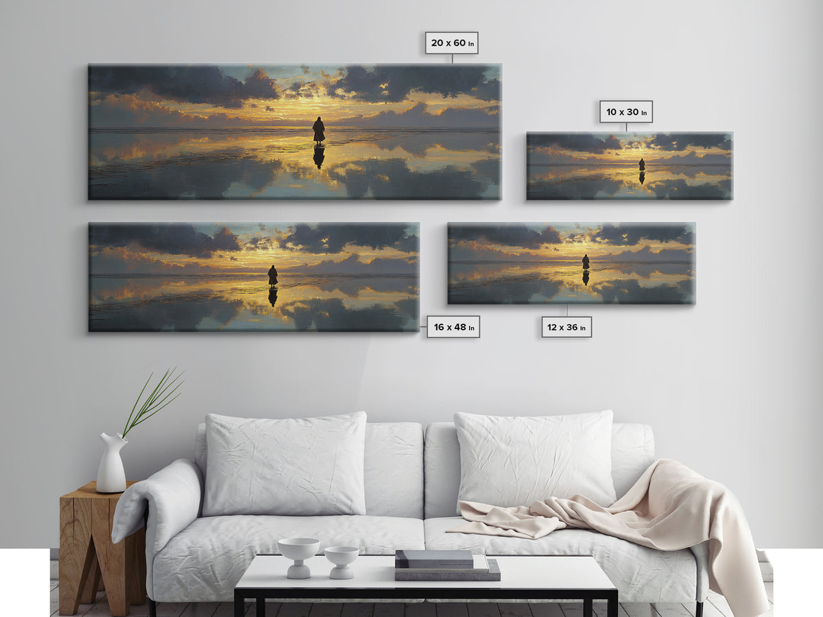 Sunset Promise Path – Framed Canvas Print – Panoramic Art – Christian Art Canvas – Large Jesus Painting – Christmas Art Work – Christian De