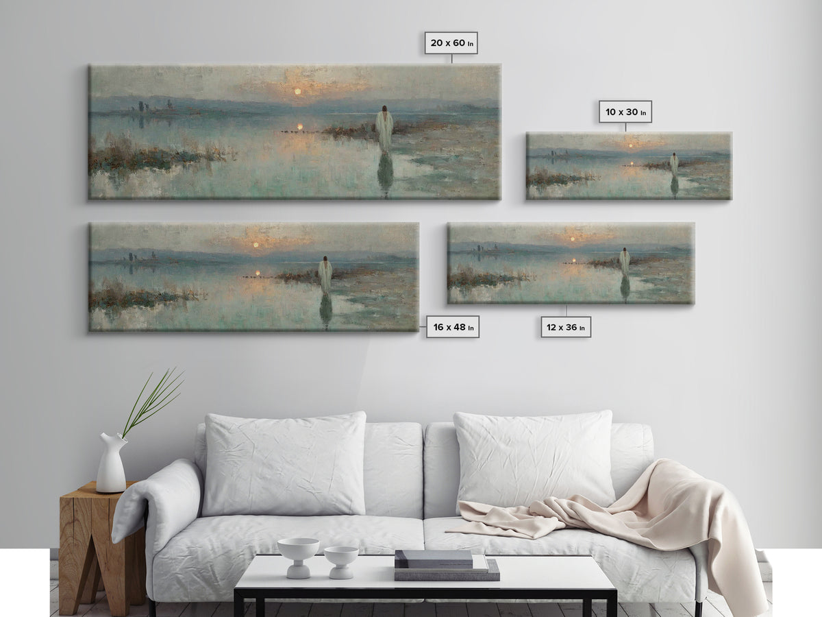 Heavenly Stillness, Framed Canvas Print, Christian Art Canvas, Panoramic Wall Art, Jesus Painting, Christian Wall Art