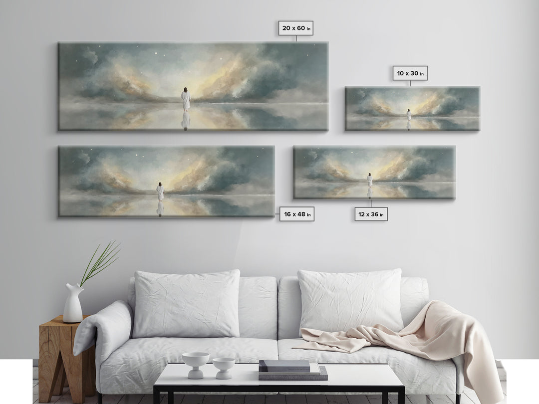Gentle Promise, Framed Canvas Print, Panoramic Art, Christian Wall Art, Christian Art Canvas, Jesus Painting