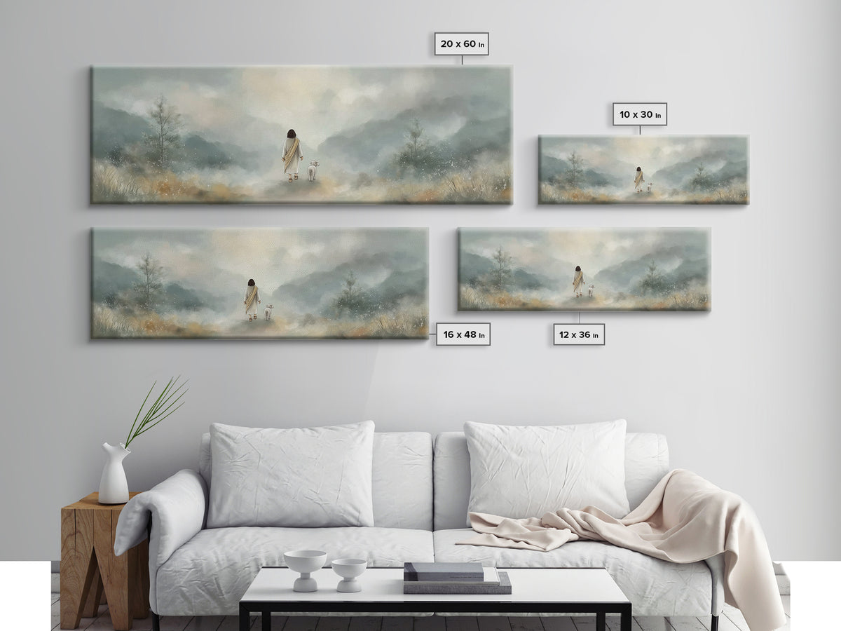 Soft Morning Grace | Framed Canvas Print | Panoramic Art | Christian Wall Art | Christian Art Canvas | Jesus Painting