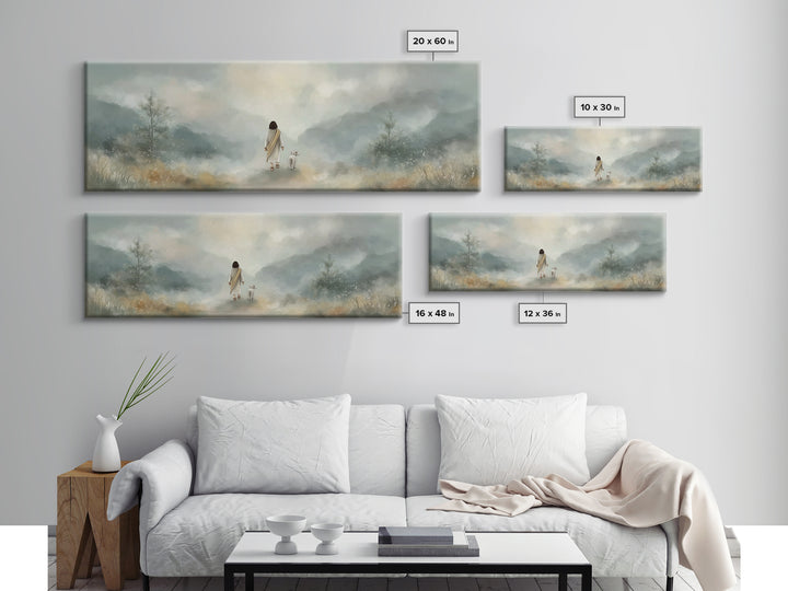 Soft Morning Grace | Framed Canvas Print | Panoramic Art | Christian Wall Art | Christian Art Canvas | Jesus Painting