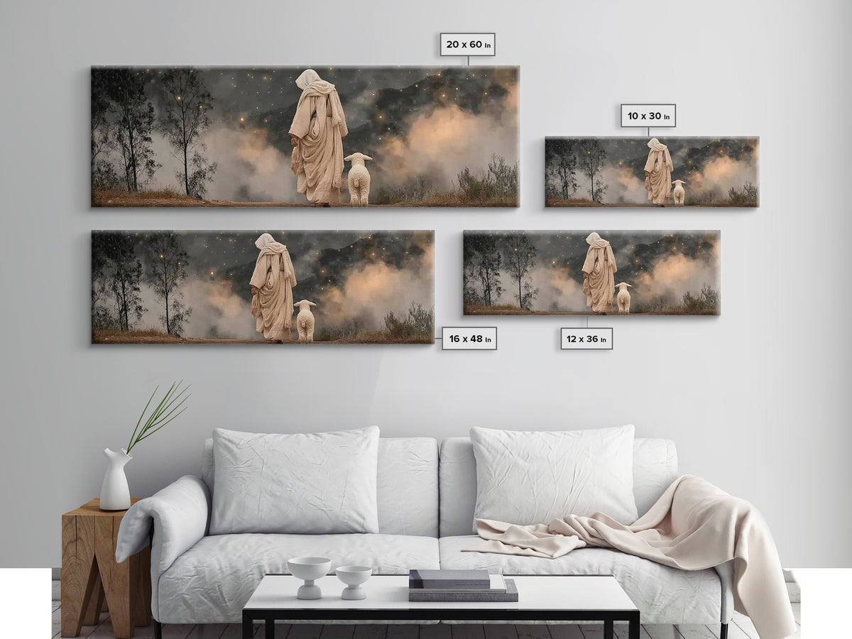 Field Of Stillness – Framed Canvas Print – Panoramic Frame – Christian Wall Art – Jesus Painting – Christian Art Canvas