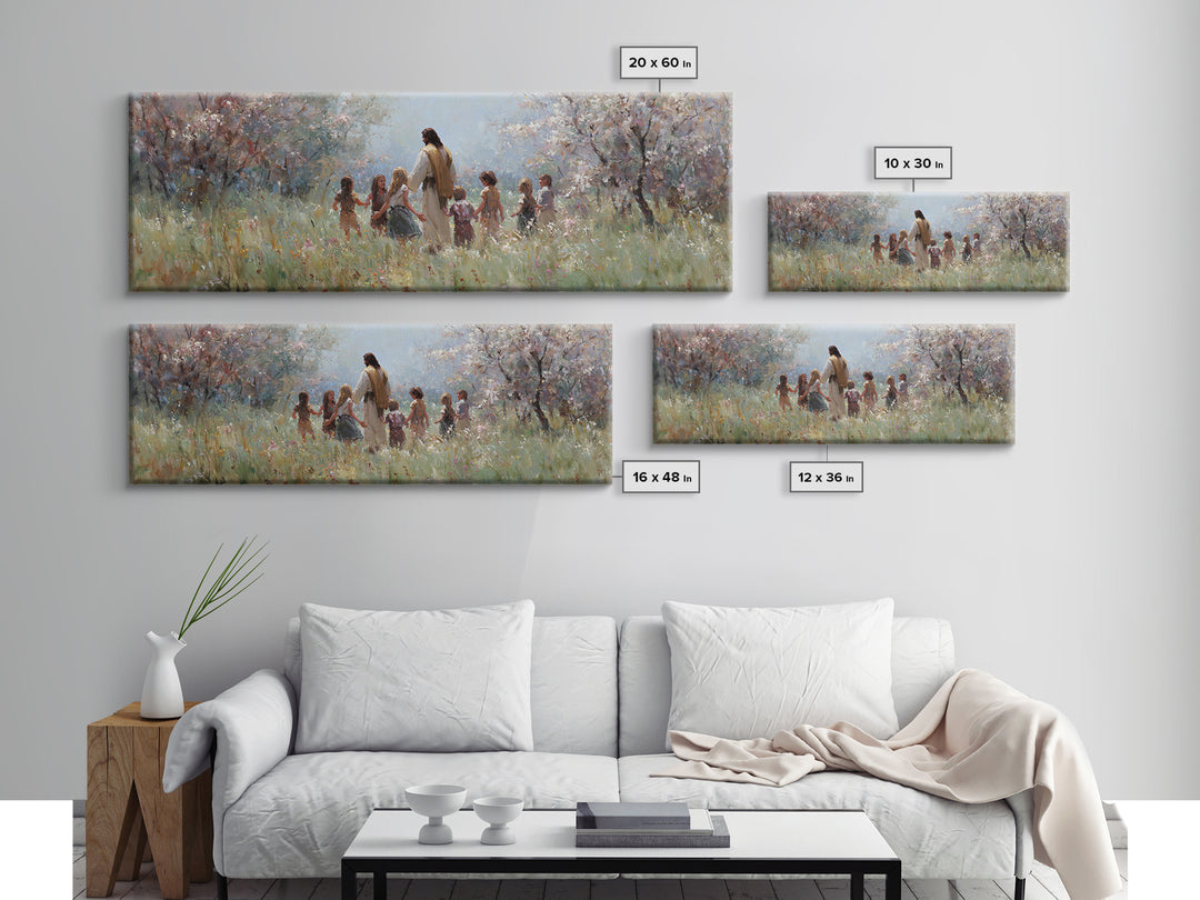 Garden Of Light – Framed Canvas Print – Christian Art Canvas – Panoramic Painting – Christian Wall Art – Jesus Painting