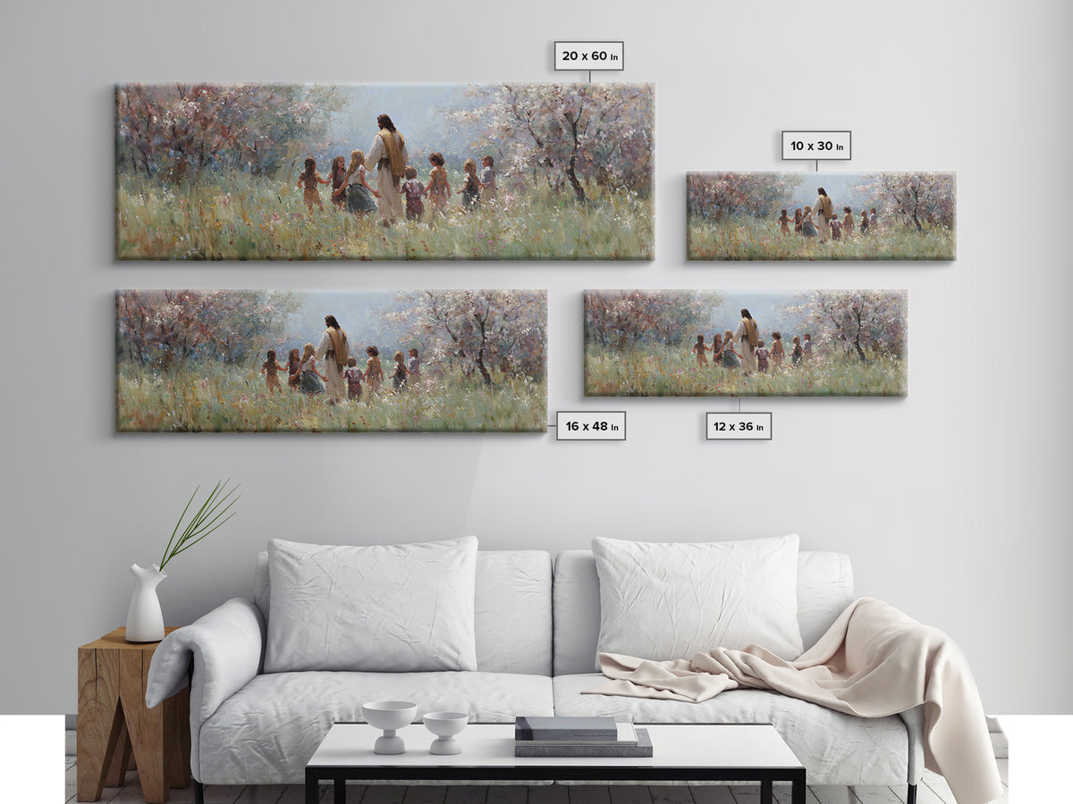 Garden Of Light – Framed Canvas Print – Christian Art Canvas – Panoramic Painting – Christian Wall Art – Jesus Painting
