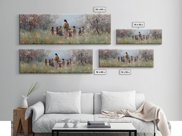 Garden Of Light – Framed Canvas Print – Christian Art Canvas – Panoramic Painting – Christian Wall Art – Jesus Painting