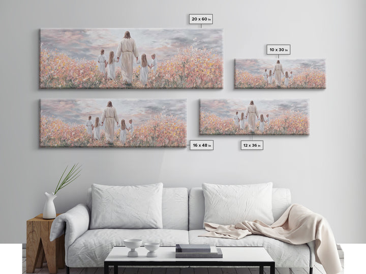 Circle Of Blessings, Framed Canvas Print, Jesus Painting, Christian Wall Art, Panoramic Art, Christian Art Canvas