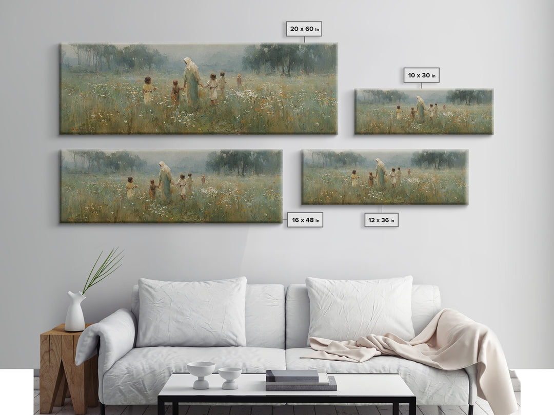 Garden of Peace – Framed Canvas Print – Panoramic Art – Christian Wall Art – Christian Art Canvas – Jesus Painting – Christian Decor – Chri
