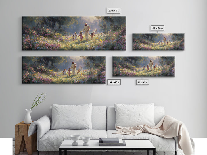 Fields of Blessing, Framed Canvas Print, Panoramic Print, Christian Wall Art, Christian Art Canvas, Jesus Painting, Christian Christmas Art