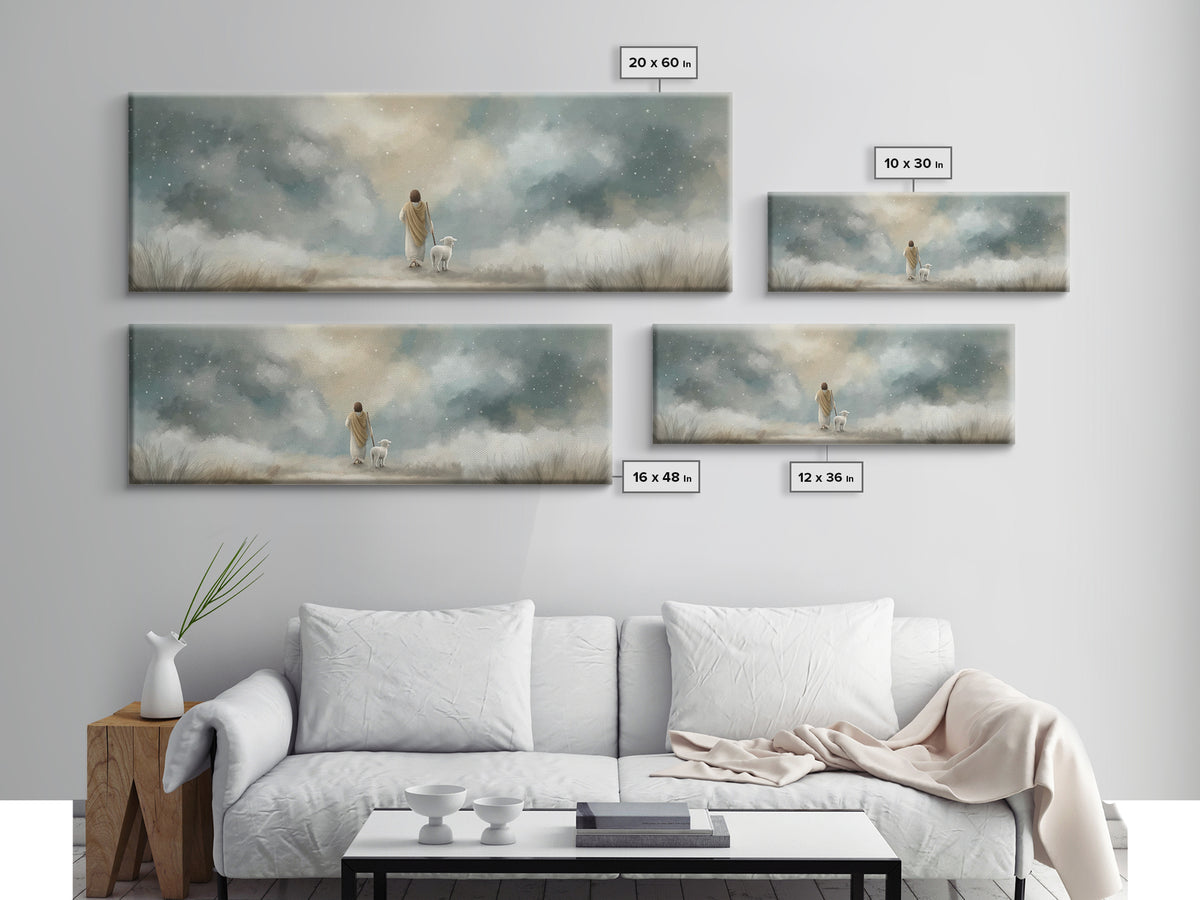 Stars of Mercy | Framed Canvas Print | Panoramic Wall Art | Christian Art Canvas | Christian Wall Art | Jesus Painting | Christian Christma