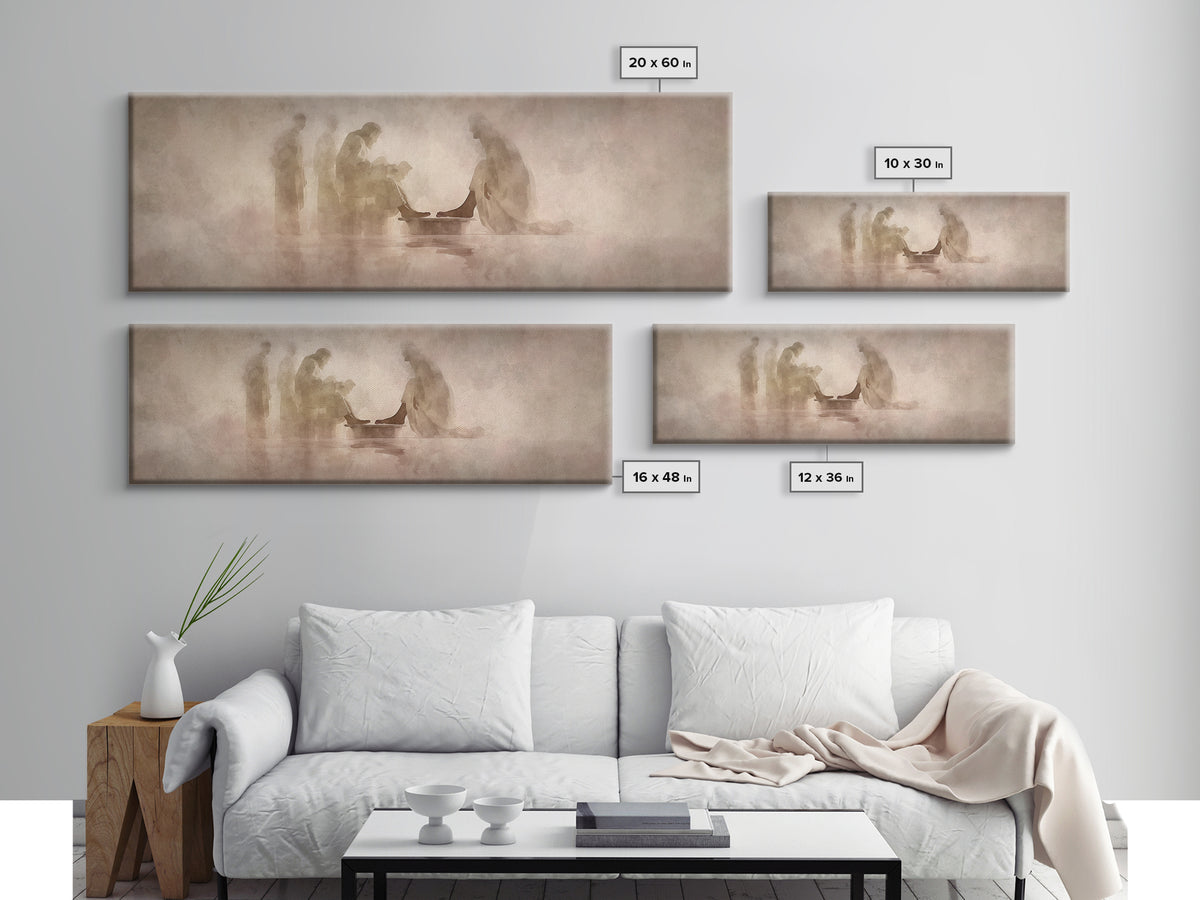 Humble Servant Hands – Framed Canvas Print – Panoramic Painting – Christian Wall Art – Christian Art Canvas – Jesus Painting – Christian Ar
