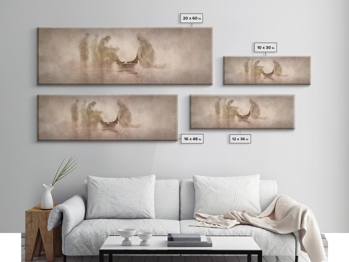 Humble Servant Hands – Framed Canvas Print – Panoramic Painting – Christian Wall Art – Christian Art Canvas – Jesus Painting – Christian Ar