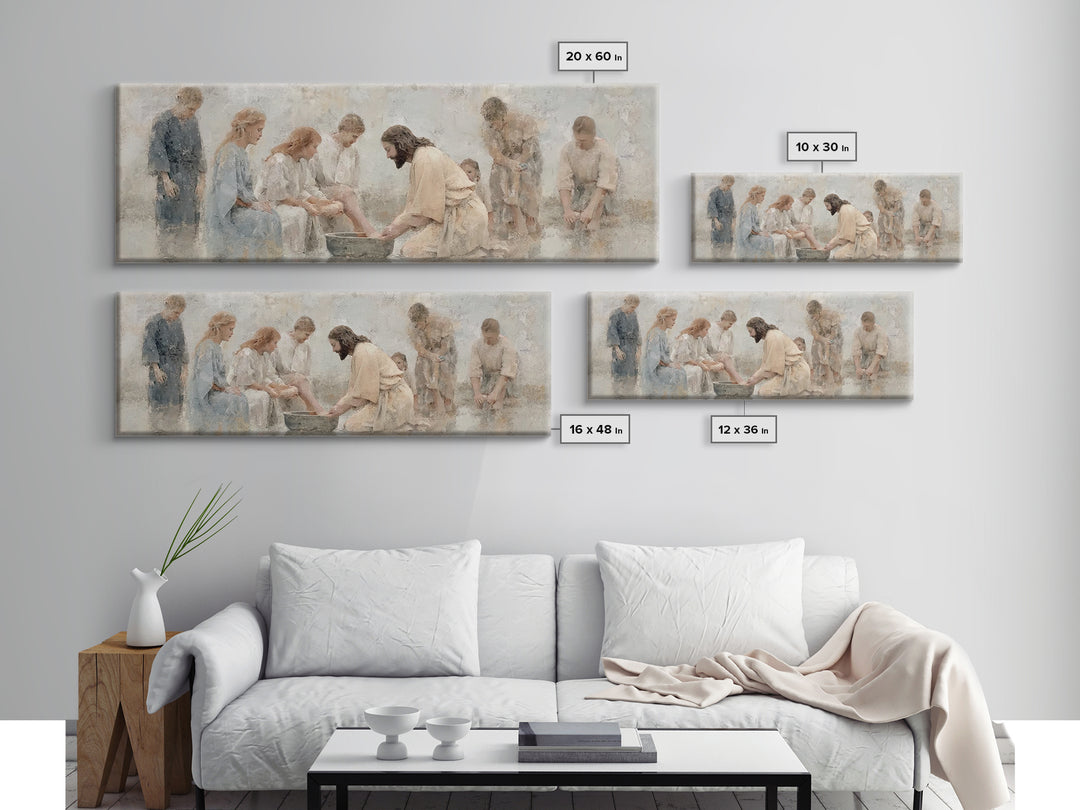 Gathered in Faith | Framed Canvas Print | Panoramic Print | Christian Art Canvas | Christian Wall Art | Jesus Painting | Christian Decor |