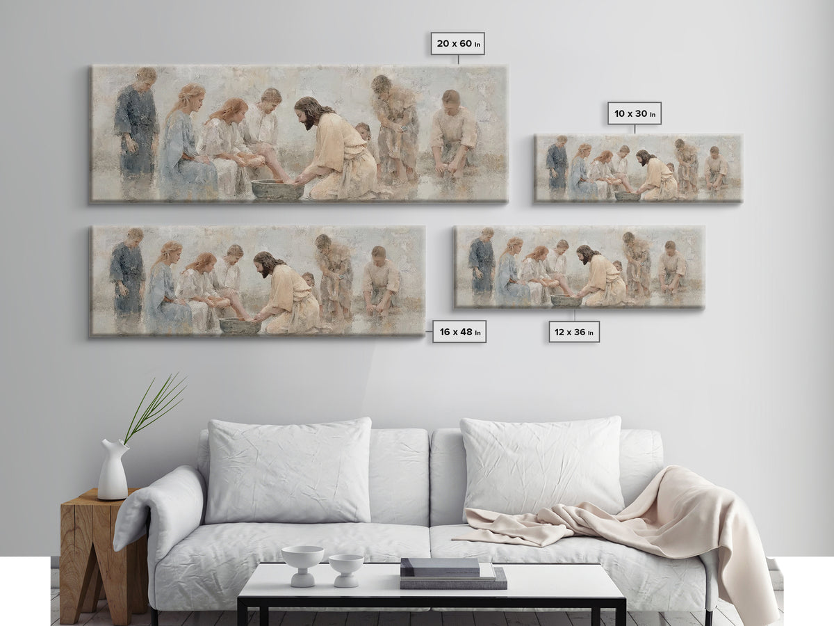 Gathered in Faith | Framed Canvas Print | Panoramic Print | Christian Art Canvas | Christian Wall Art | Jesus Painting | Christian Decor |