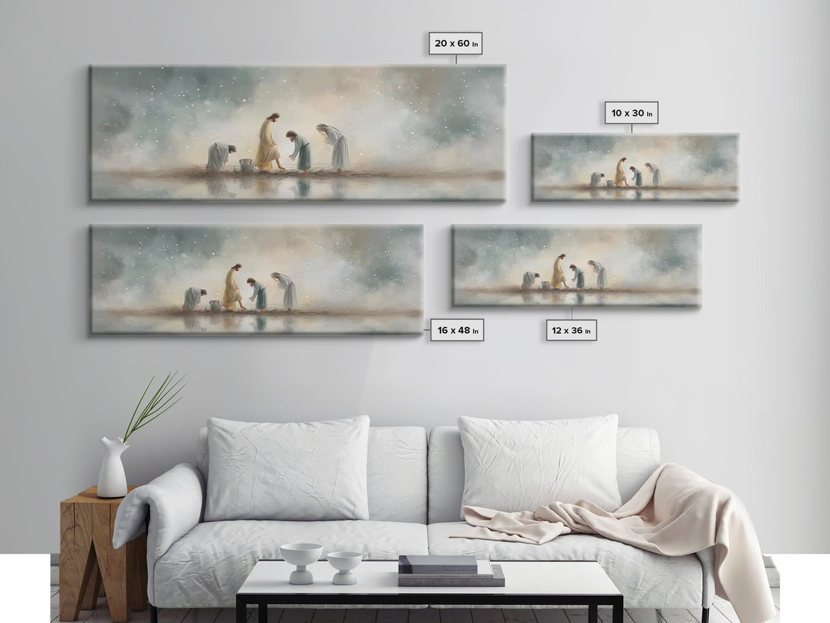 Heavenly Refuge | Framed Canvas Print | Panoramic Frame | Christian Art Canvas | Christian Wall Art | Jesus Painting | Christian Christmas