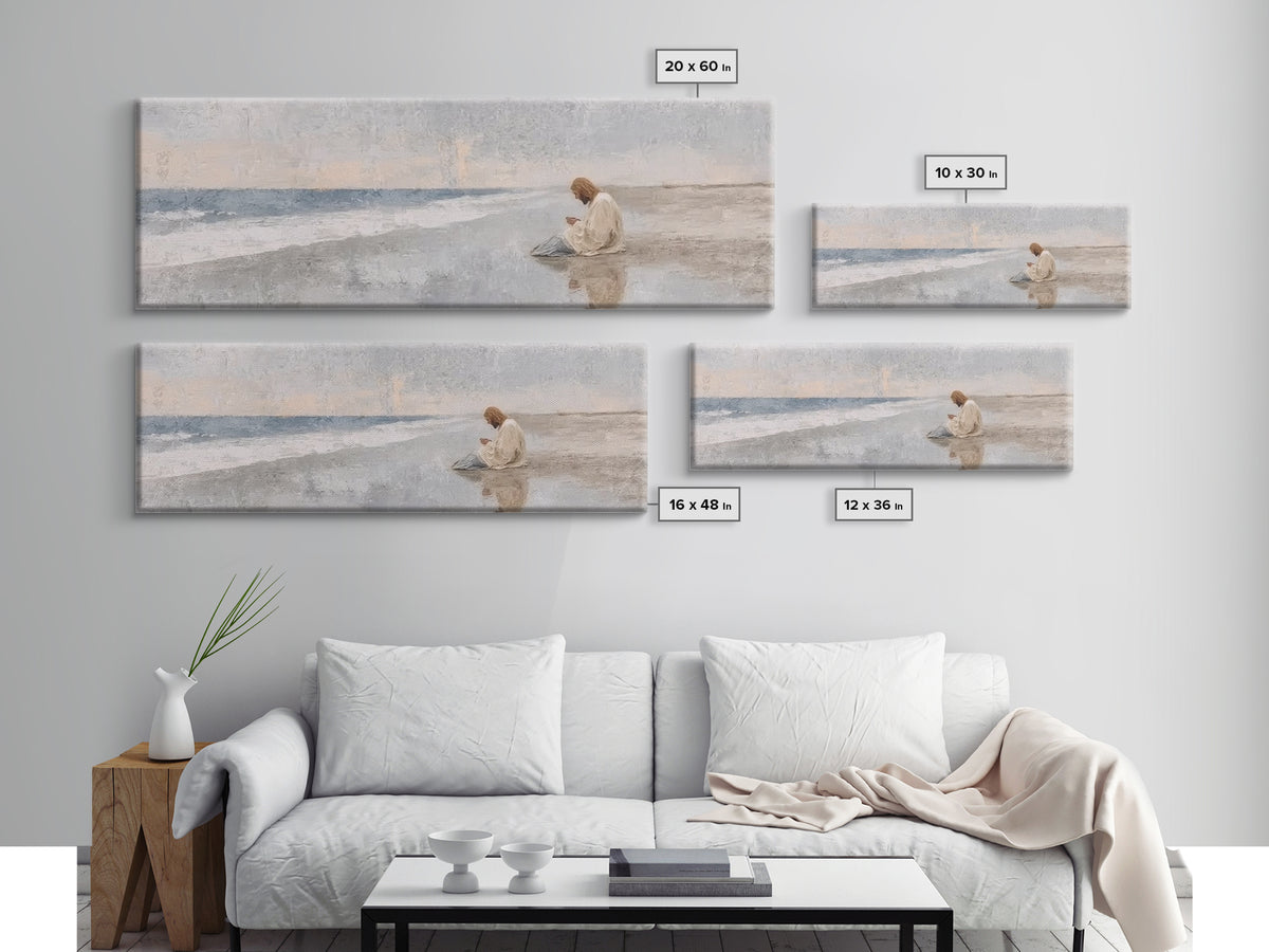 Morning Of Mercy, Framed Canvas Print, Christian Wall Art, Panoramic Painting, Jesus Art Print, Christian Art Canvas, Christmas Art
