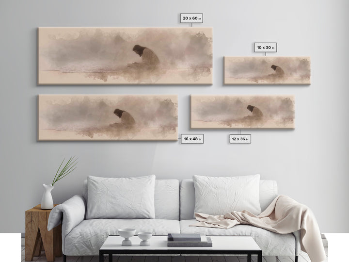 Peaceful Tide Light | Framed Canvas Print | Christian Art Canvas | Panoramic Print | Jesus Painting | Christian Wall Art | Christmas Art