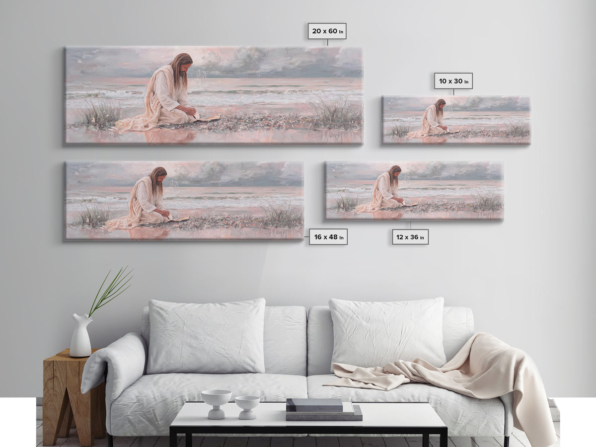 Shadows Of Hope - Framed Canvas Print - Christian Art Print - Panoramic Painting - Christian Wall Art - Jesus Painting - Christmas Art