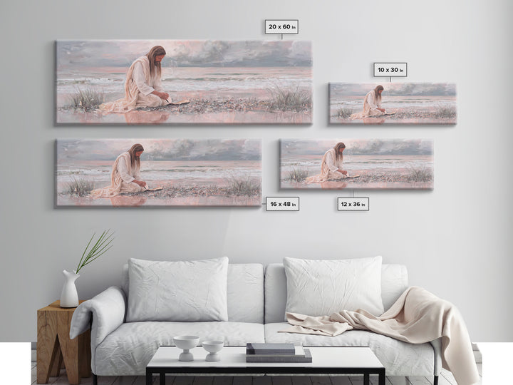 Shadows Of Hope - Framed Canvas Print - Christian Art Print - Panoramic Painting - Christian Wall Art - Jesus Painting - Christmas Art