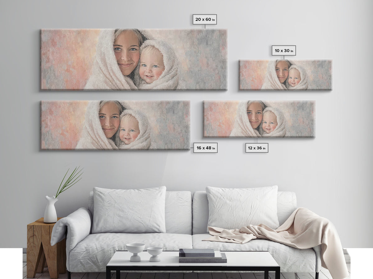 Light Of Pure Joy - Framed Canvas Print - Panoramic Wall Art - Christian Art Canvas - Christmas Art - Mary And Jesus Painting - Christian W