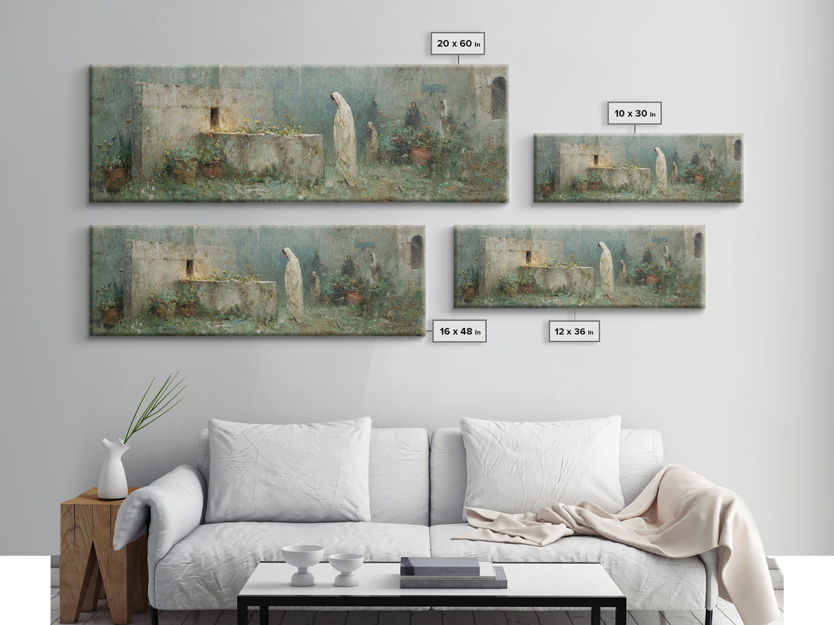 Garden of Reverence | Framed Canvas Print | Panoramic Wall Art | Christian Paintings | Christian Art Print | Modern Christian Art | Christm
