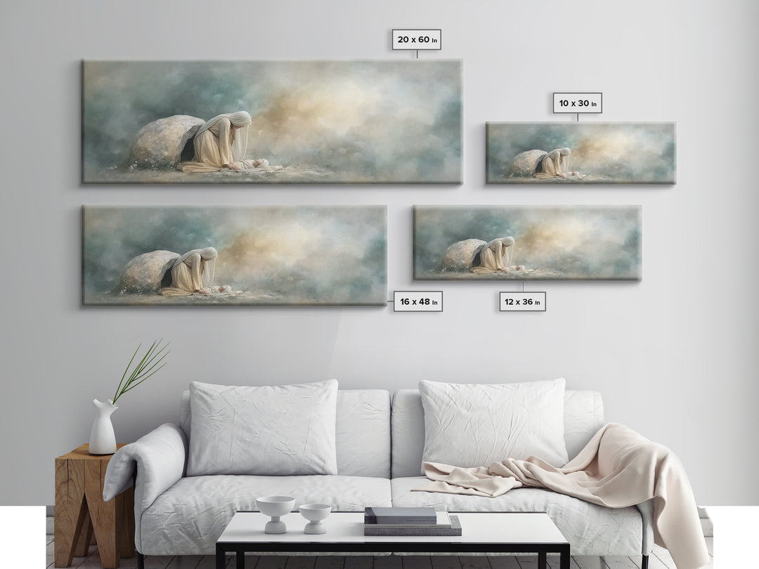 Holy Night Shelter – Framed Canvas Print – Panoramic Wall Art – Birth of Jesus Painting – Christian Art – Christmas Art – Christian Decorat