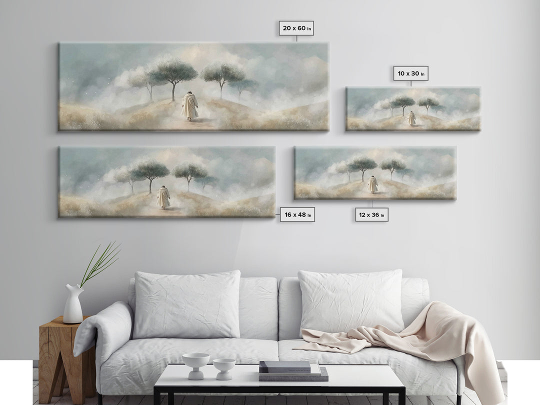 Walk of Renewal – Framed Canvas Print – Panoramic Art – Christian Art – Large Jesus Painting – Christian Wall Art – Modern Christian Painti
