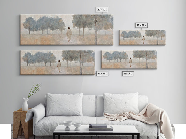 Pathway Of Mercy – Framed Canvas Print – Panoramic Frame – Christian Art – Large Jesus Painting – Christian Wall Art – Subtle Christian Art