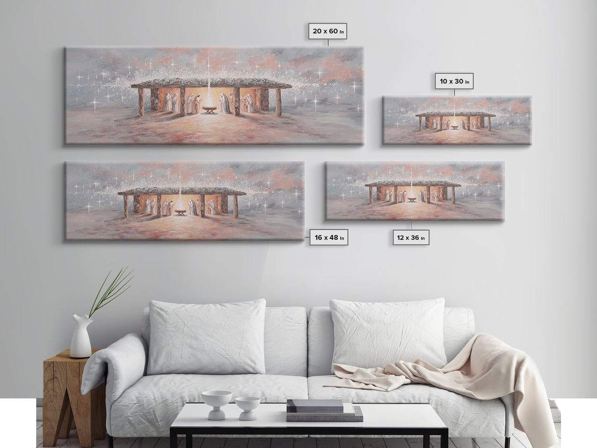 Village Of Hope, Framed Canvas Print, Panoramic Art, Christmas Wall Art, Christian Christmas Art, Christmas Art Prints, Christian Art Work