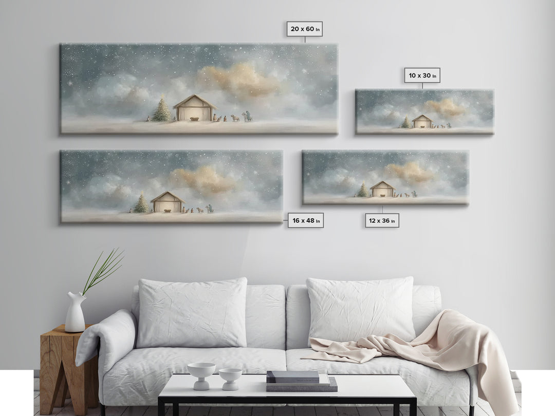 Heavenly Nativity – Framed Canvas Print – Panoramic Print – Christian Christmas Art – Christmas Canvas Wall Art – Christian Art – Framed Ch
