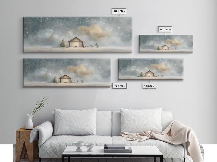 Heavenly Nativity – Framed Canvas Print – Panoramic Print – Christian Christmas Art – Christmas Canvas Wall Art – Christian Art – Framed Ch