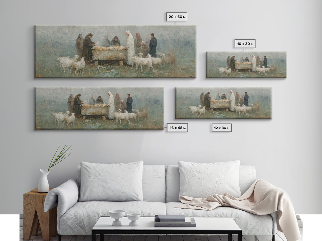 Holy Night Shelter | Framed Canvas Print | Panoramic Painting | Christian Christmas Art | Christian Wall Art | Christian Art Print | Jesus