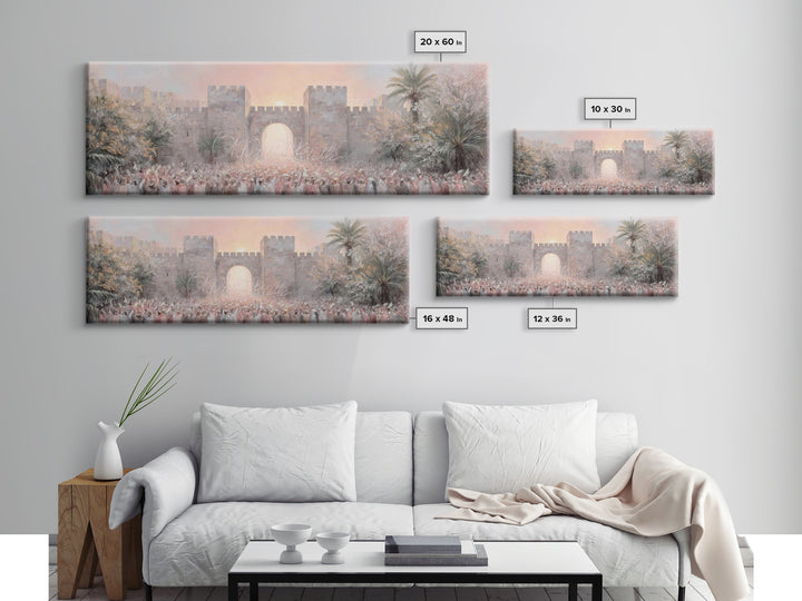 Sacred Palm Procession | Framed Canvas Print | Panoramic Frame | Christian Wall Art | Christian Art Canvas | Christian Christmas Art | Jesu