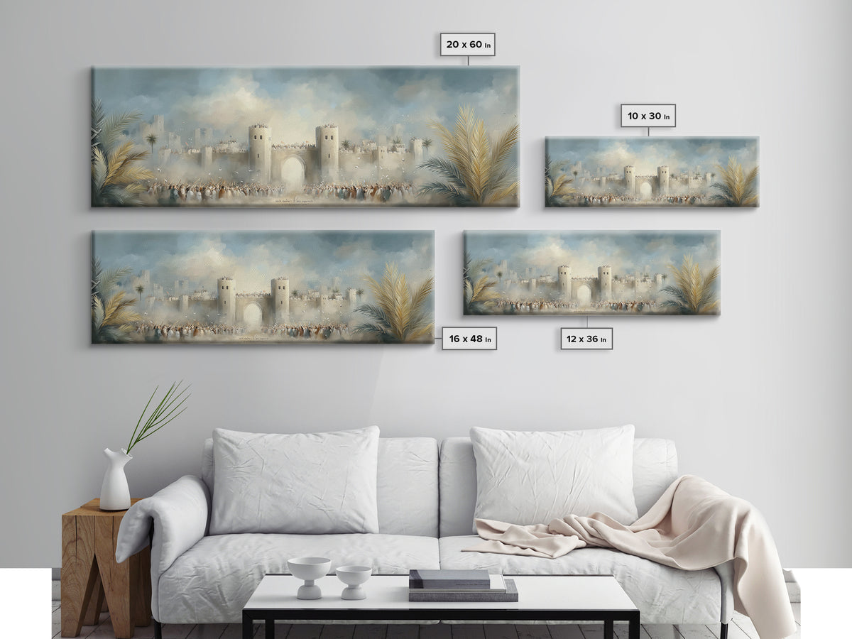 Triumphant City Gate – Framed Canvas Print – Panoramic Art – Christian Wall Art – Christian Art Canvas – Jesus Painting – Christian Decor –