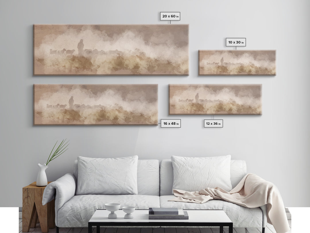 Silent Meadow Guide – Framed Canvas Print – Extra Wide Art – Christian Art – Jesus Painting – Christian Art Canvas – Subtle Christian Paint