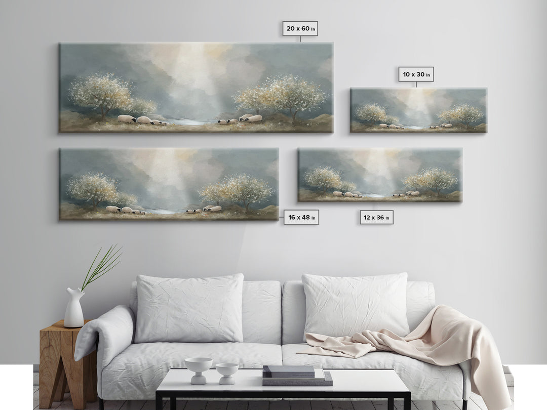 Fields Of Mercy | Framed Canvas Print | Christian Wall Art | Christian Art Canvas | Panoramic Frame | Jesus Painting | Christmas Wall Art