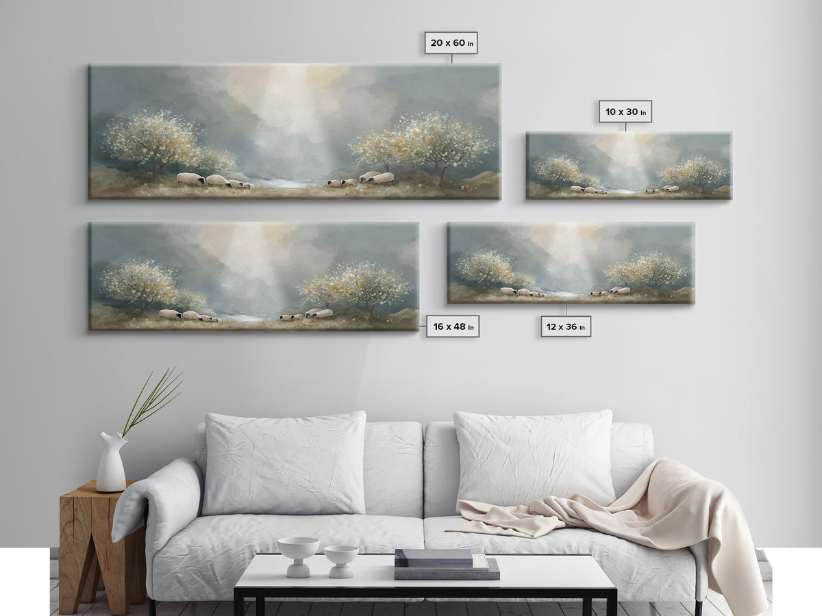 Fields Of Mercy | Framed Canvas Print | Christian Wall Art | Christian Art Canvas | Panoramic Frame | Jesus Painting | Christmas Wall Art