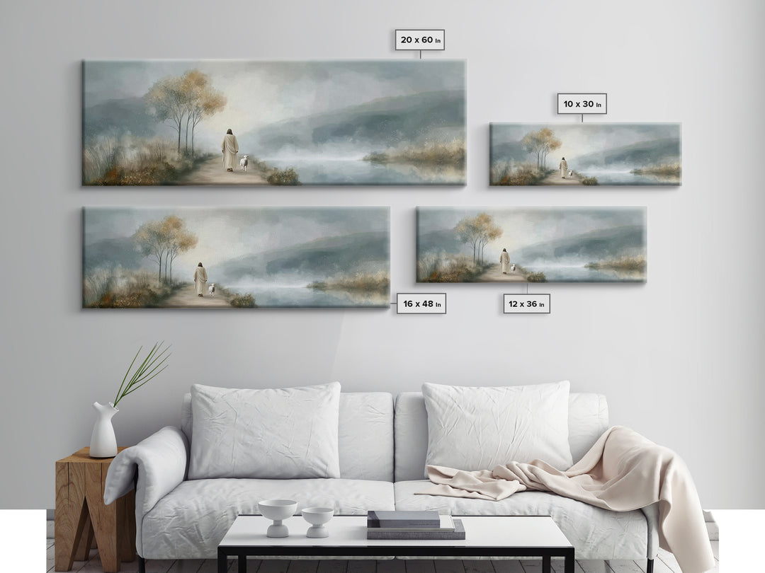Light Of The Way | Framed Canvas Print | Panoramic Painting | Christian Wall Art | Jesus Painting | Christian Art Canvas | Christmas Art